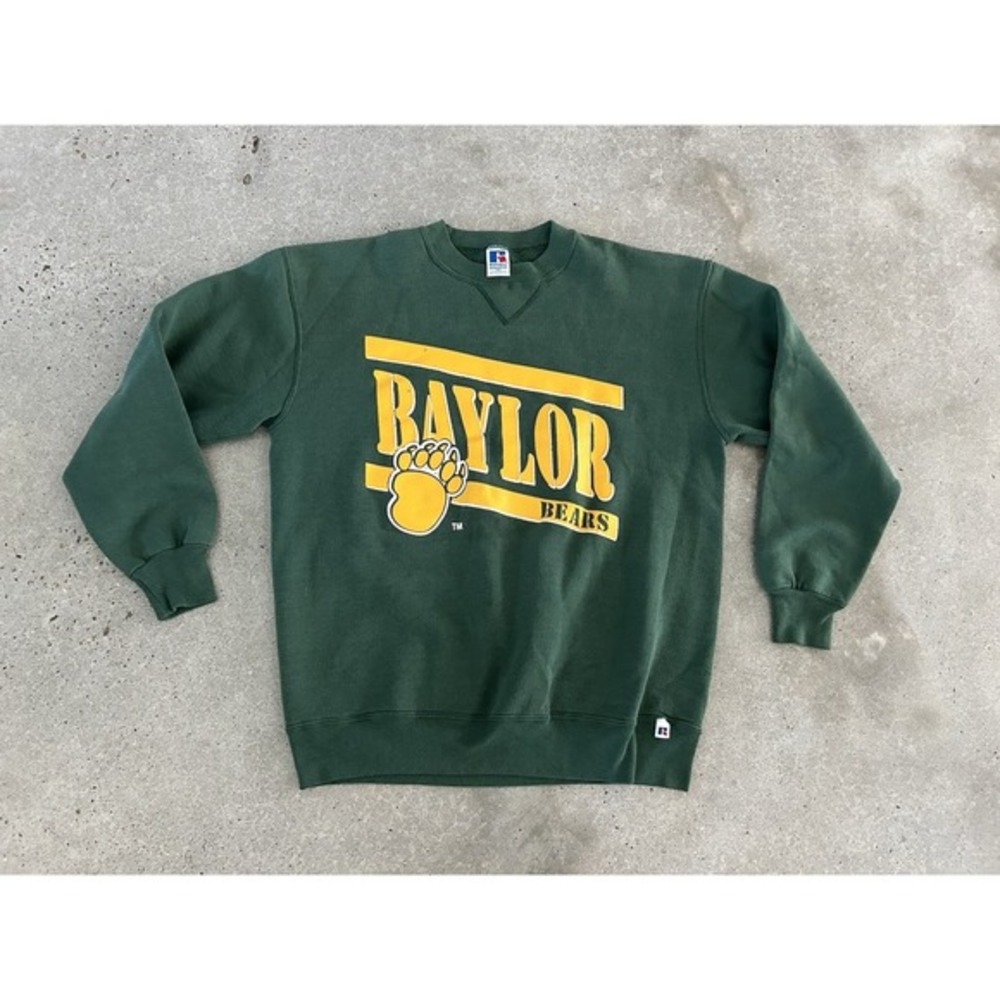 vtg‎ y2k Russell Baylor University Spellout Crewneck Sweatshirt Waco Texas